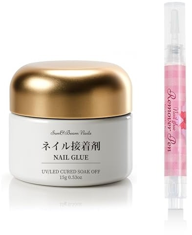 Sun&Beam Nails Solid Gel Nail Glue 15ml Strong Hold for Press-On Nails Long-Lasting and Easy Removal UV/LED Curing Nail-Friendly Formula (Includes Remover Pen)