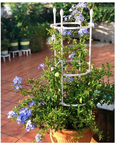 Treillis obélisque de jardin en acier inoxydable recouvert de plastique blanc pour plantes grimpantes, montage facile, résistant à la chaleur, 35 x 180 cm