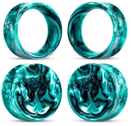 COOEAR Ohrstöpsel Tunnel Piercing Messgeräte für Ohren, Doppel ausgestellte Expander Bahren, 2-Paar bunte Acryl Ohrringe.