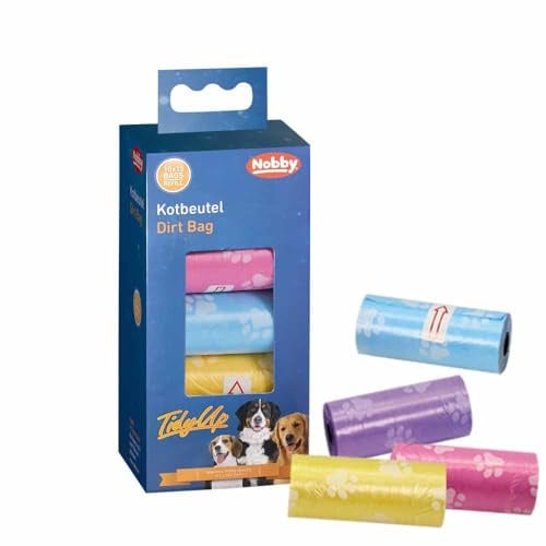 Nobby TidyUp Kotbeutel mit Pfotendruck Vorratspack Pastell 10 Rollen á 15 Beutel