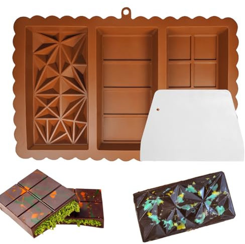 HOJKOUD Moule Silicone Tablette Chocolat Profond Antiadhésifs. 3 EN 1, pour pièces en Chocolat Maison. (1 Pièces)