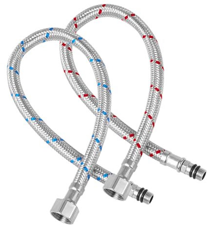 2 Stück Anschlussschlauch Armatur Geflochtener Edelstahl Anschlussschlauch G3/8 x M10 Wasserhahn Schlauch 3/8 Zoll Edelstahl Geflochtener Flexibler Armaturenschlauch für Mischbatterie