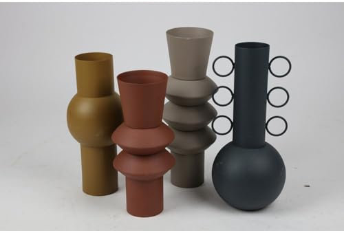 BURI 6X Tischvasen aus Metall, in verschiedenen Designs, Übertopf für Blumen, Töpfe für Rosen, Tulpen oder Pampasgras, Kübel für Innen, als Dekoration