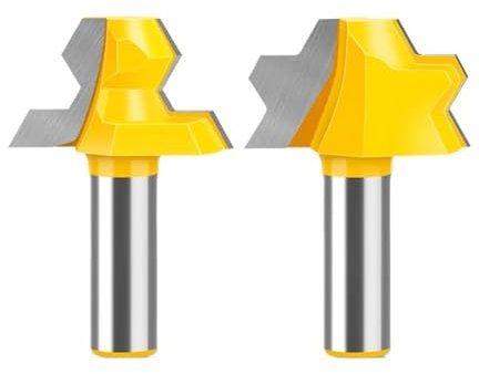 Jeu de fraises à onglet verrouillables, fraise à bois à tige de 12 mm (1/2 po) avec assemblages à tenon et mortaise hexaédriques, fraise à tenon et mortaise octaédrique(2PCS 12.7mm)