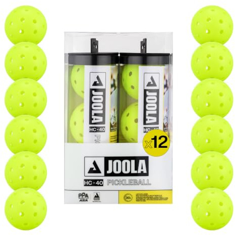 JOOLA HC-40 Hardcourt Pickleball Balls with Storage Tube - USAP Approved Balls for Tournament Play - 3 Pack or 12 Pack Option - Durable Pickleballs for Indoor Play & Outdoor Courts