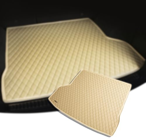 Car Leather Boot Liner Mats for Hyundai New SantaFe 2018-2023,Heavy Duty Wipe Clean Tear Proof, Protects Carpet From Dogs Pets Mud Water Rubbish Tools Shopping,Beige