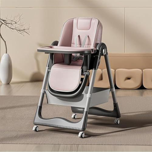 TUPOSTAR Babyhochstuhl, 3-In-1-Hochstuhl FüR Babys Und Kleinkinder, 7 HöHen, 4 Liegepositionen, 5-Punkt-Gurt, Feststellbare RäDer,01