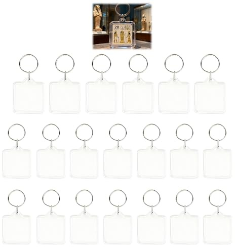Lot De 20 Porte-clés Photo En Acrylique Transparent - Porte-clés Photo Personnalisables 4 X 4 Cm, Parfaits Pour Bricolage Et Cadeaux Pour La Famille Et Les Amis, Porte Clef Personnalisable