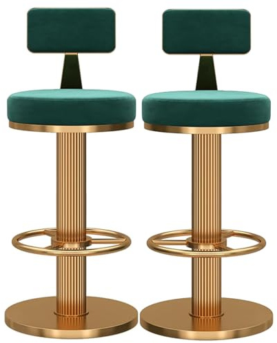 Generisch Juego de 2 taburetes de bar resistentes y giratorios de 360 grados, con respaldo bajo y reposapiés, elegantes sillas de bar para desayuno, isla de cocina