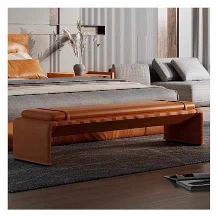QINGGANG-0224 chaise lounge Italian Minimalist Bedside Stool Light Luxury Modern Bedroom Clothes Storage High-end Sofa Long Bench(Orange)