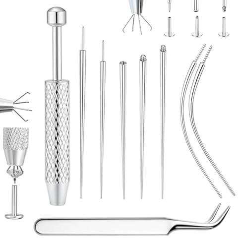 16G 18G Piercing Taper Insertion,9-teiliges Piercing Nadeln Edelstahl,Piercing Kugel Aufdreher,7 X Piercing Nadel,Selber Stechen Piercing Set für Piercing (Ohr Nase Lippe Bauch),Zupfen,Maniküre