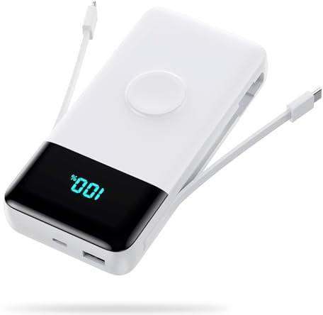 Power Bank 26800mAh USB C 25W PD, QC4.0 Powerbank Schnelles Aufladen mit 2 Kabel (Eingabe & Ausgabe) Externe Akku, 5 Ausgängen Kompatibel mit Apple Watch, Samsung,iPhone, Huawei, Tablet