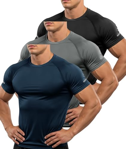 ZITY 3 Pack Mens Gym T Shirt Sport T-Shirts for Men Gym Tops Short Sleeve Shirts Breathable Training Tshirts Running Workout Tee Shirts