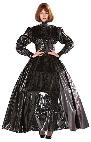 GoceBaby Gothic Punk Cool Schwarz PVC Ball Gown Kleid Kostüm (L)