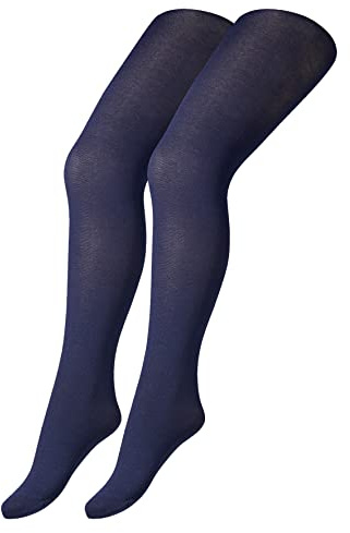 Camano Unisex Kinder 003119001 - Organic Cotton Fine Strumpfhosen 2 Paar, Größe 122/128, Farbe Navy TIGHTS, Dunkelblau, 122 EU