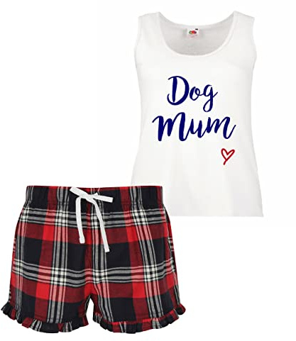 60 Second Makeover Limited Dog Mum Pyjamas For Women Dog Gifts For Women Pjs Ladies Short Pyjamas Sets Tartan Pet Pajamas Clothes Present