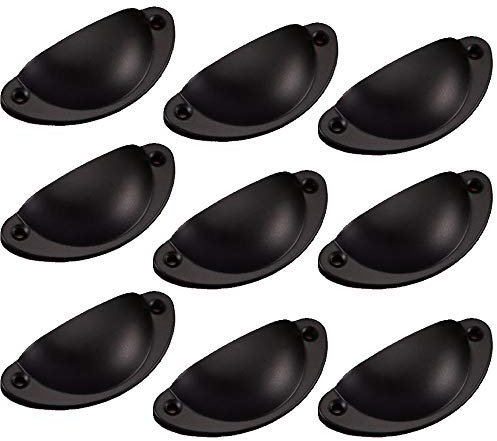 Lot de 10 Vintage Poignée de Coquille 82mm Tiroir, Métall Bouton de Porte de Placard Décoration pour Armoire Meuble (Noir)