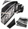JEMYGINS Herren Krawatten Set mit gemischtem Rosen und Streifenmuster inklusive Krawattenklammer und Taschentuch Weiss