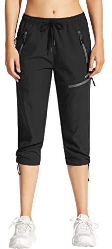 MOCOLY Pantalon Court Randonnée Ete Léger Femme Pantacourt Taille Elastique