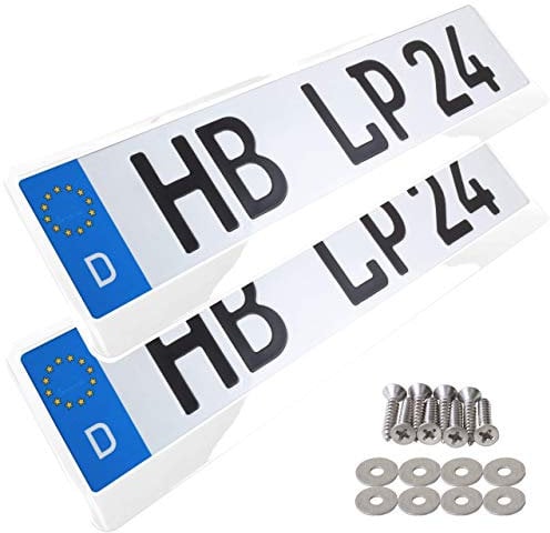 Kennzeichenhalter Nummernschildhalterung Auto Weiß Hochglanz universell 520x110mm inkl. 8 Schrauben Kennzeichenhalterung Nummernschildhalter pkw 2 Stück