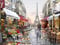 Leinwandbild Paris 1 Wasserfarben 60 x 80 cm I Wandbild Bild romantisch Eiffelturm I Wohnzimmer Esszimmer Küche Schlafzimmer Leinwand I Stadt der Liebe Frankreich rot I Verschiedene Motive & Größen