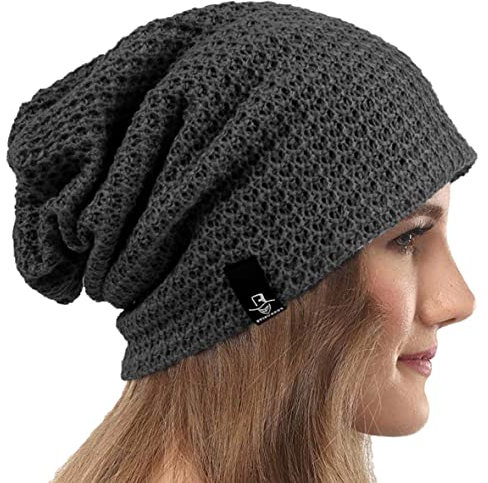 VECRY Damen Lässige Mütze Stricken Baskenmütze Gerippte Schädelkappe Winter Sommer Hüte (Comb Grau)