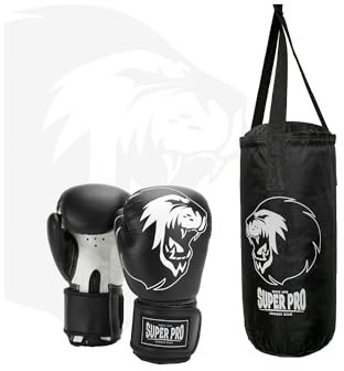 Super Pro Unisex Jugend Boxsack-Set Junior Boxset Kinder, Schwarz, Einheitsgröße