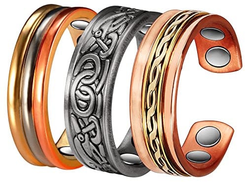 YINOX Ring für Arthritis, 99,9% reines Kupfer, Magnettherapie-Ring, für Männer und Frauen, 3 Stück Magnettherapie-Schmuck für Arthritis, Karpaltunnelsyndrom, Finger, Daumen (Länge 57,5 mm)