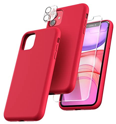 TOCOL für iPhone 11 Hülle Silikon, Stoßfest Anti-Rutsch Anti-Fingerabdruck Kratzfest Handyhülle für iPhone 11 Case, Rot