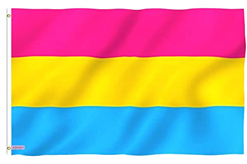 Fontee® [ Pansexual Flag ][ 90X150 cm ][ Siebdruck][ Lebendige Farbe ][ UV-lichtbeständig ][ Leinwandkopf ][ Doppelt genäht][ Dicke Messingösen ] [ Omnisexual Flag ]