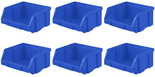 Bolts Wall Organizer 6 Pcs Heavy Duty Stackable Storage Bin Container Hanging Stacking Containers for Your Nuts Bolts Screws Beads Buttons and Other Small Parts Blue Nesting Shelf Bin