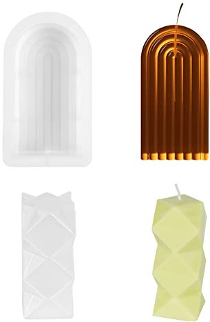 URAQT Moldes para Velas, Kit para Hacer Velas con 2 Molde Silicona de 3D, Kit Velas para Hecho a Mano DIY para Hacer Manualidades, Resina y Jabones-B