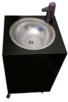 Mobiles Handwaschbecken Waschtisch Waschstation Littleblack Waschbecken inkl. Batterie betriebenem Wasserhahn in Schwarz