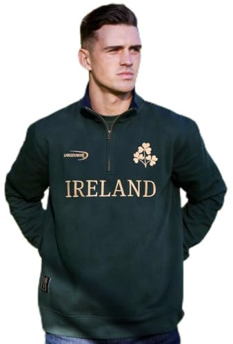 Lansdowne Bottle Green Quarter Zip Embroidered Ireland Sweatshirt (M)