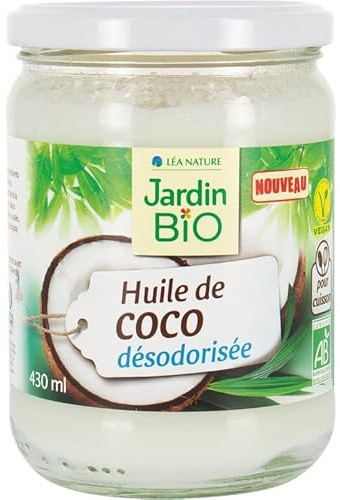 Huile de coco désodorisée bio 430 ml - Jardin Bio, idéale pour la cuisine saine et naturelle - Lot De 3 - Vendu Par Lot