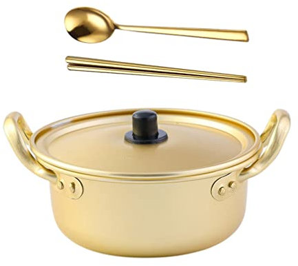INNAL Cuenco de Ramen de Aluminio Cuenco de Fideos Cuencos de Sopa con Tapa Cuchara y Palillos Cuencos de Cereales Cuencos para Servir Vajilla China Japonesa para Sopa de Fideos 18CM