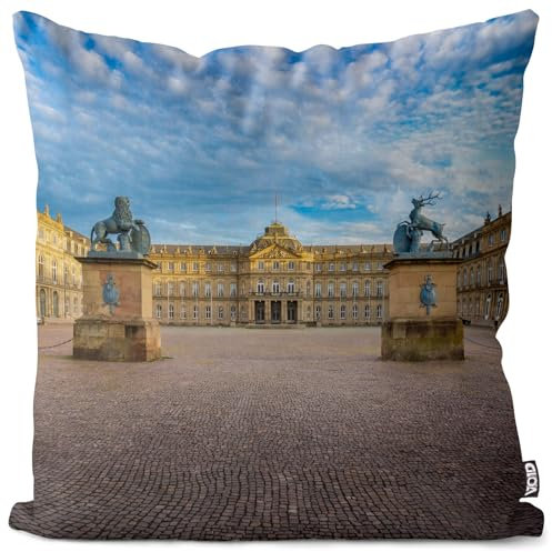 VOID Stuttgart Neues Schloss Kissenbezug Kissenhülle Deko Outdoor Dekoration Garten Dekokissen, Kissen Größe:60 x 60 cm