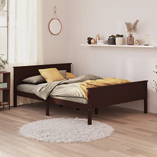 Annlera Massivholzbett Dunkelbraun Kiefer 160x200 cm Bettgestell Bed Frame Bettrahmen Holzbett Betten