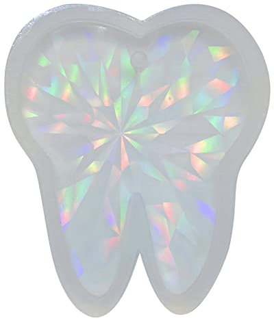 BYUTFA Zahn-Silikonform, großer Zahn, holografische Licht- und Schattenornamente, Silikon-Epoxidharz-Schlüsselanhänger-Formen, DIY-Anhänger, Schmuck für Valentinstagsgeschenk
