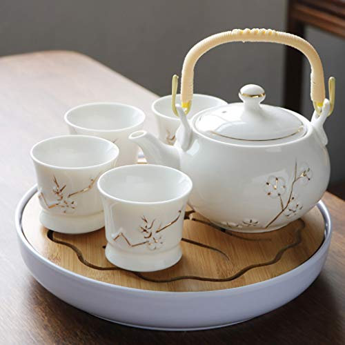 Juego de vajilla, 6 Piezas Juego de té de Kung fu de Color esmaltado de Porcelana Hecho a Mano Juego de té Zen para la Salud Tetera de Gran Capacidad Taza de té Cafetera y Tazas de café