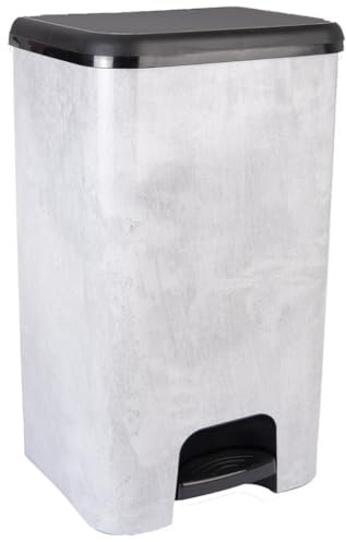 COM-FORT HOUSE | Cubo de Basura con Pedal | Capacidad de 37 litros | Cubo Reciclaje | Color Cemento | Cubo de Basura Orgánico Cocina | 1 unidad | Piezas Extraíbles | Limpieza Fácil |