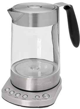 Elektrischer Wasserkocher 2 in 1 für Tee und Kaffee, elektrische Teekanne mit integriertem Teefilter, Temperatur von 70 °C bis 100 °C, aus Glas und Edelstahl, 240 V, 3000 W, 14 x 21 x 23 cm, 1,7 l
