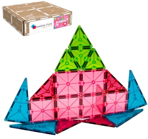 MAGNA-TILES Color Shop Floral 20-Piece Magnetic Construction Set, The Original Magnetic Building Brand