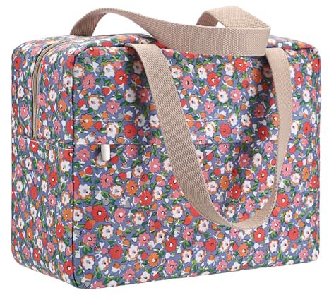 IGNPION Kulturbeutel Groß Kosmetiktasche Reise Make-up Tasche Floral Blau, Violett (Blumenmuster)