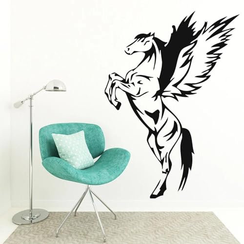 SHELOG Tierisches Pferd Wandtattoo Schönes Pferd Pegasus Wandtattoo Kinderzimmer Kinderzimmer Wanddekoration Vinyl Kunst Aufkleber Aufkleber