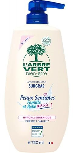 Générique L'Arbre Vert Crème Douche Bien-Être Peaux Sensibles 720ml - Formule Apaisante Hypoallergénique - Douceur & Confort pour le Corps - Le Lot De 3