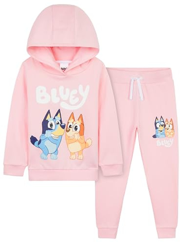 Bluey Girls Tracksuit Set, Comfy 100% Cotton Loungewear Activewear - Gifts for Girls (Pink, 2-3 Years)