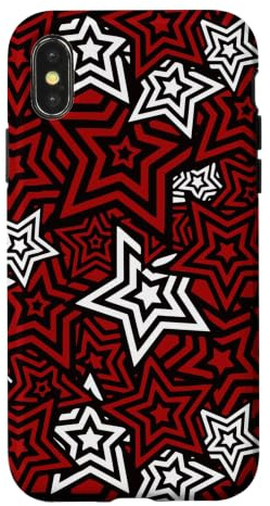 Stylish Persona UI Menu Star Red pattern Japan anime RPG Case for iPhone X/XS