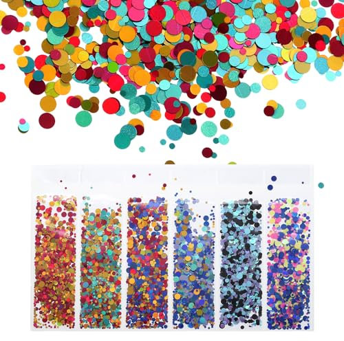 QUARKZMAN Holographique Grosse Paillettes, 6 Couleurs Grosse Paillettes Résine Époxy Accessoires Artisanat Paillettes Ornementatio, Rond Grosse Paillettes Flacons, Scintillait à Festival