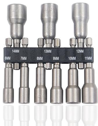 6-14mm Magnetic Nut Driver Set, 9 Pcs Hex Shank Nut Setter Driver Impact Driver Sockets Hex Drill Bits 1/4 Inch Quick Change Drill Bit Sets for Electric Screwdriver Handle Tools